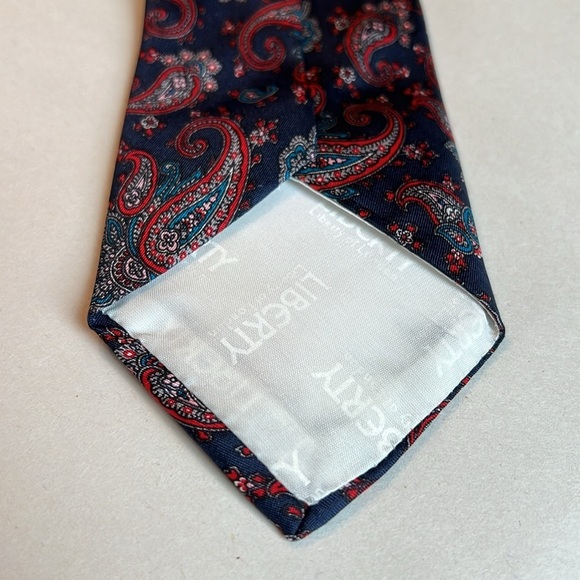 Liberty of London Vintage Paisley Tie Navy Burgundy 3-fold - Picture 4 of 6